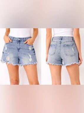 Almost Famous Distressed Light Blue Denim Cutoff Shorts